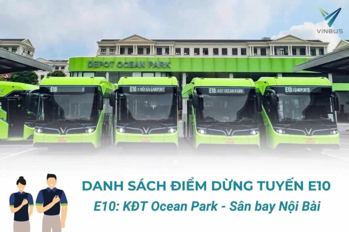 Bản đồ chi tiết các điểm dừng của lộ trình xe bus E10 Hà Nội