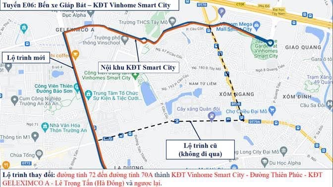 Bản đồ chi tiết lộ trình xe bus E06 mới từ ngày 01/09/2023