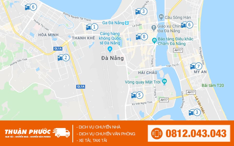 Bản đồ phân bổ xe chở hàng tại Đà Nẵng