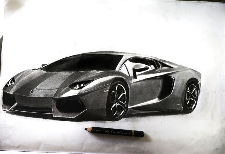 Bản phác thảo Lamborghini mơ ước bằng bút chì