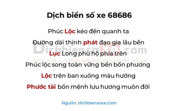 Biển số xe 68686 phong thủy tài lộc phát đạt