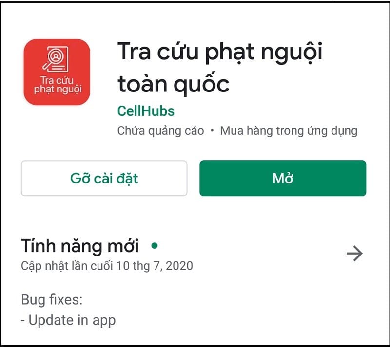 Biểu tượng ứng dụng tra cứu phạt nguội toàn quốc trên kho ứng dụng điện thoại