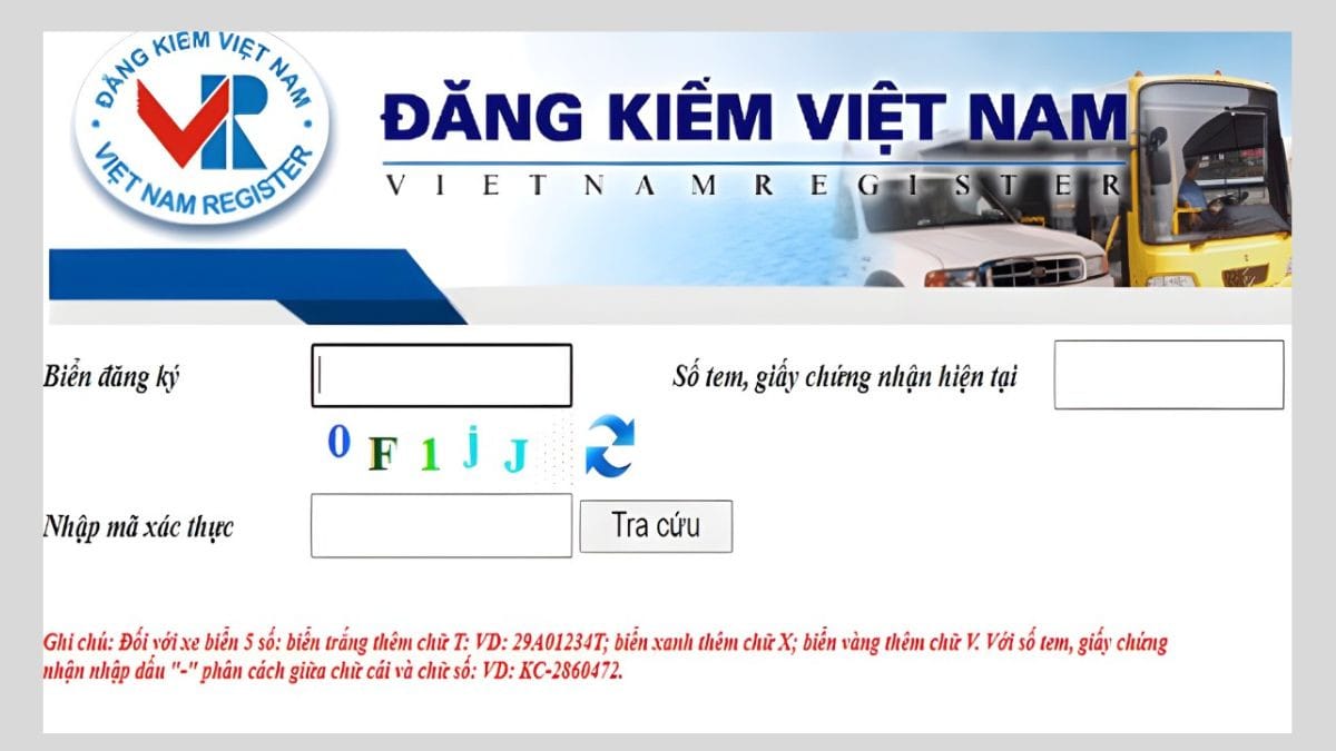 Bước 1 tra cứu biển số xe Hà Nội online trên website Cục Đăng kiểm
