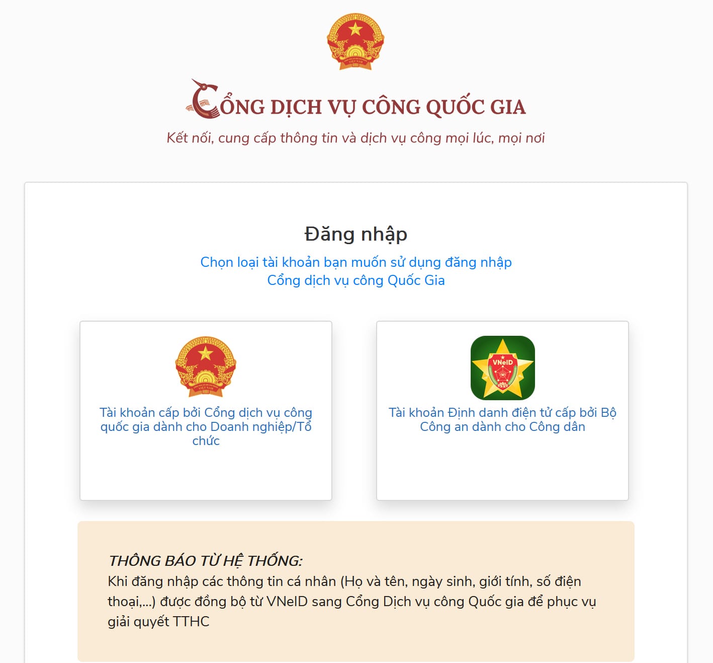 Chọn phương thức đăng nhập tài khoản định danh điện tử khi đổi GPLX trực tuyến