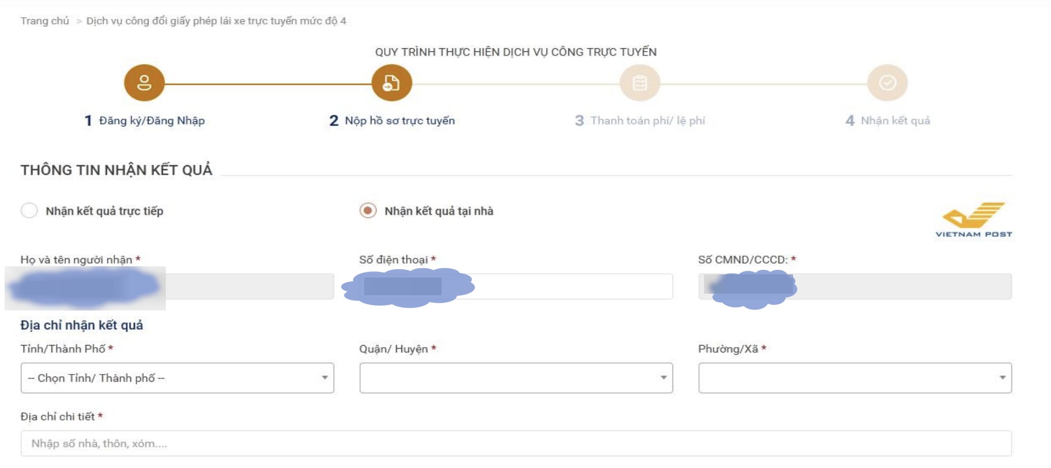 Chọn phương thức nhận giấy phép lái xe mới tại nhà và hoàn tất hồ sơ