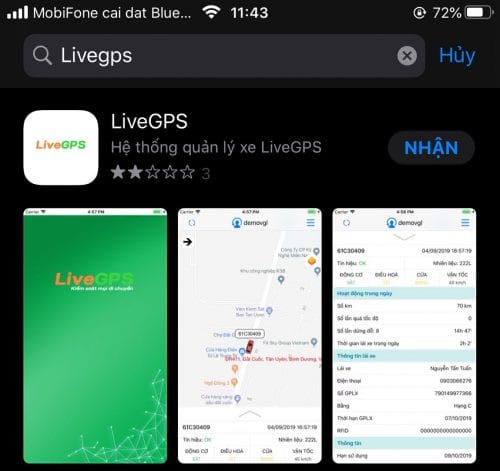 Giao diện app định vị xe máy Honda trên điện thoại