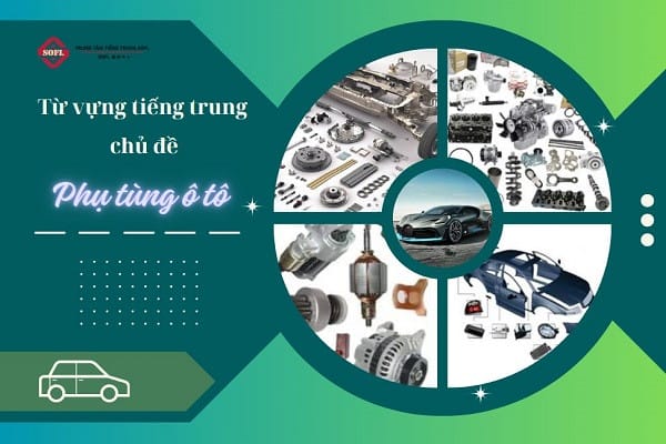Hình ảnh các phụ tùng ô tô phổ biến với từ vựng tiếng Trung, minh họa về dây curoa tiếng Trung là gì.