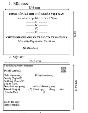 Hình ảnh minh họa cavet xe máy (mẫu mới) theo Thông tư 24/2023/TT-BCA