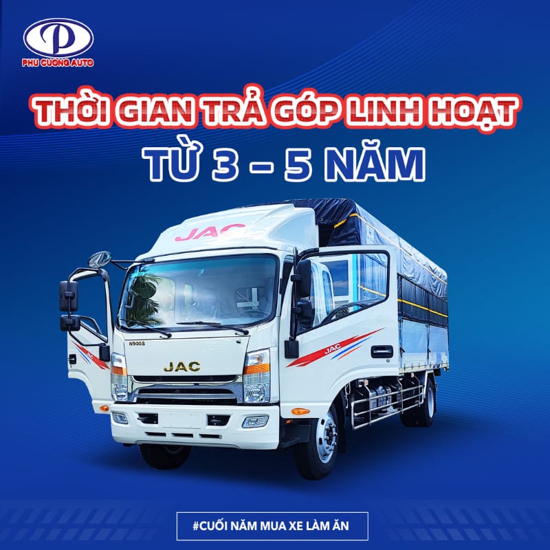 Hình ảnh một chiếc xe tải thùng mui bạt màu xanh lam đang đậu, minh họa thời gian trả góp linh hoạt khi mua **xe tải 1.5 tấn**
