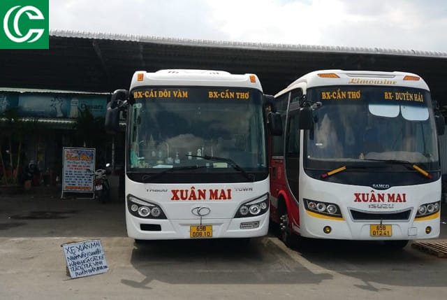 Hình ảnh xe khách Xuân Mai khởi hành tại bến xe Cái Đôi Vàm Cà Mau