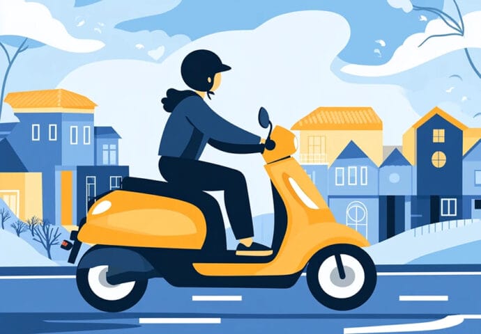 Học sinh điều khiển xe gắn máy 50cc trên đường
