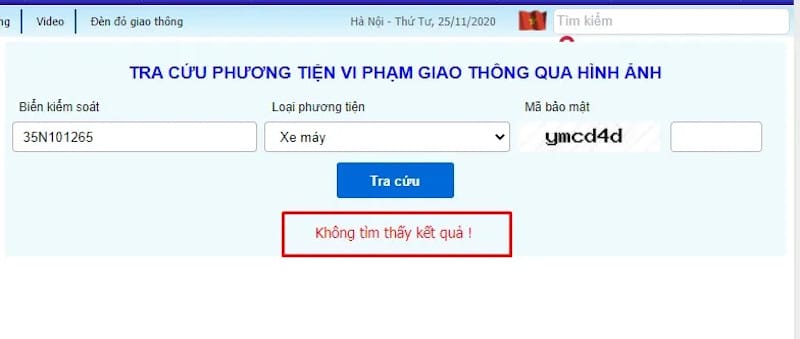 Kiểm tra phạt nguội xe hơi qua website Cục Cảnh sát Giao thông