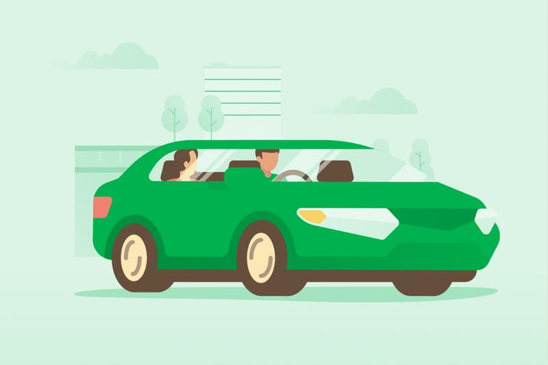 Màn hình ứng dụng Grab với thông tin về giá cước GrabCar và các dịch vụ xe ô tô