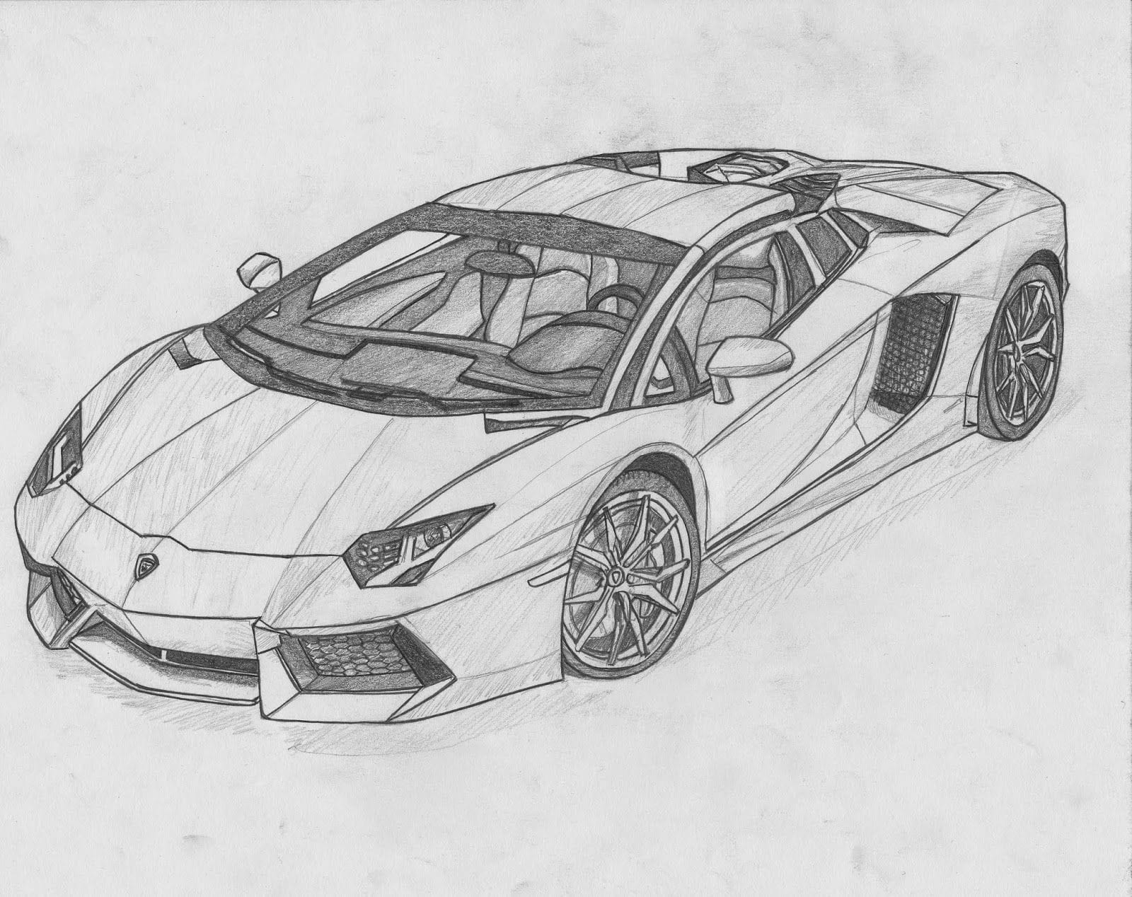 Mẫu vẽ Lamborghini Aventador bằng bút chì