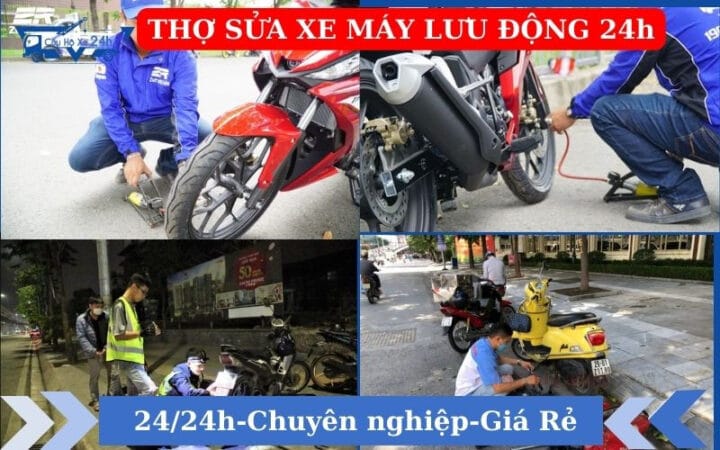 Người thợ sửa xe máy lưu động tại Hà Nội đang kiểm tra động cơ