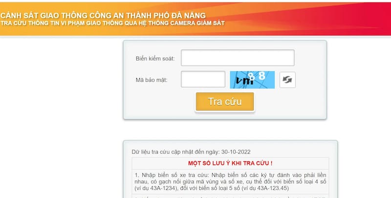 Nhập đúng biển số xe khi kiểm tra phạt nguội xe hơi
