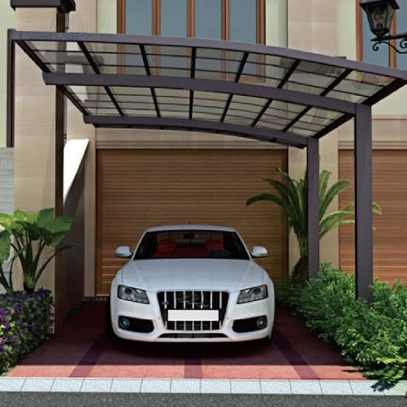Thiết kế nhà de xe ô to ngoài trời với mái che Pergola hiện đại
