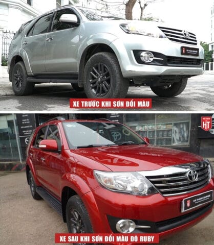 Toyota Fortuner với lớp sơn đổi màu đỏ ruby