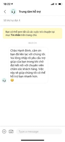 Tùy chọn trò chuyện với bộ phận hỗ trợ Grab cho tài xế