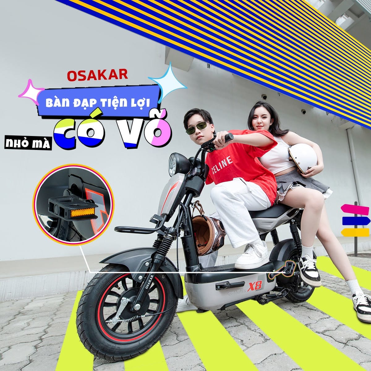 Xe bàn đạp điện OSAKAR X8 nhỏ gọn, phù hợp học sinh cấp 2
