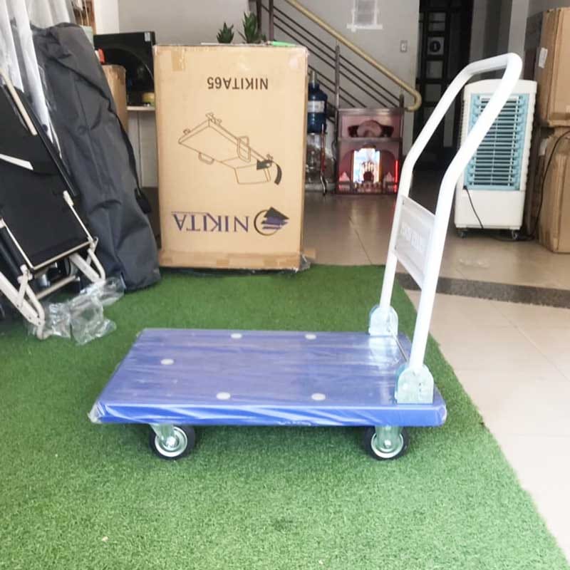 Xe đẩy hàng 4 bánh sàn nhựa gấp gọn