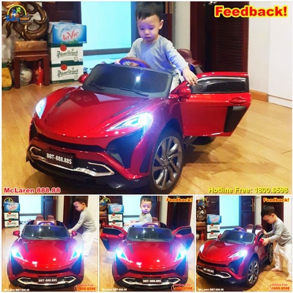 Xe ô tô trẻ con dáng siêu xe McLaren màu vàng nổi bật