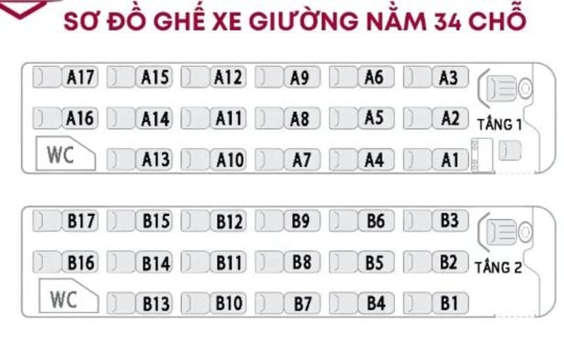 Hướng dẫn đọc hiểu sơ đồ ghế thiết kế của xe giường nằm 34 chỗ