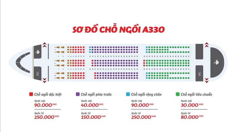 Máy bay A330 có hàng ghế đặc biệt dành cho vé Business