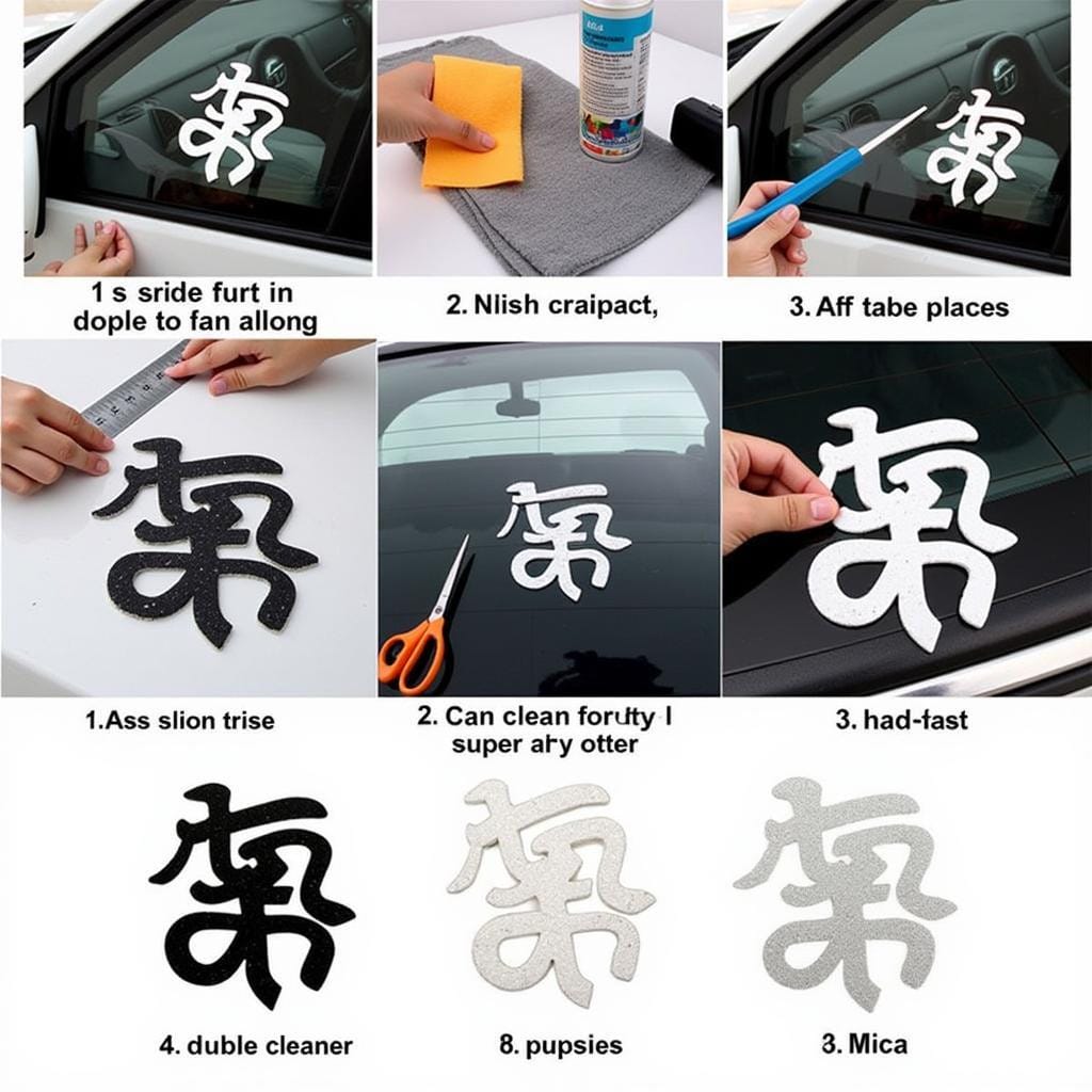 Chuẩn bị dụng cụ dán chữ hỷ dán xe ô tô