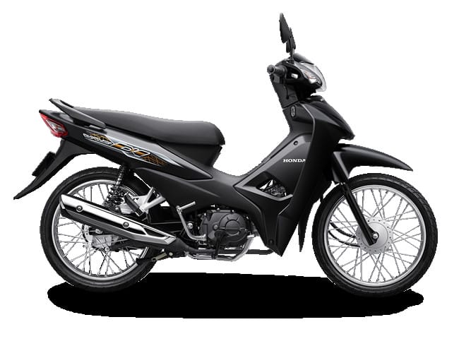Xe máy Honda Wave Alpha màu đỏ và đen, tượng trưng cho sự bền bỉ và dễ dàng tùy biến màu nhung hồng